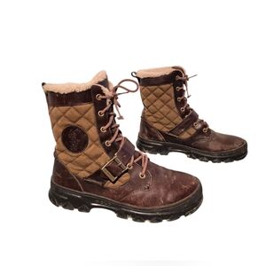 Polo Ralph Lauren Brown Leather Lace-Up Harness Combat Boots Men's Size 8D